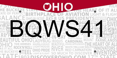 BQWS41 Ohio License Plate