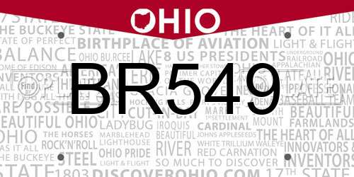 BR549 license plate in OH state