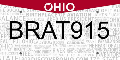 BRAT915 Ohio License Plate