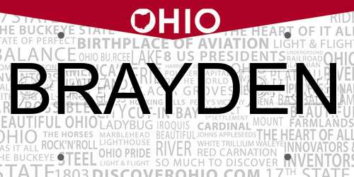 BRAYDEN Ohio License Plate