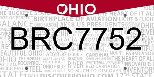 BRC7752 Ohio License Plate