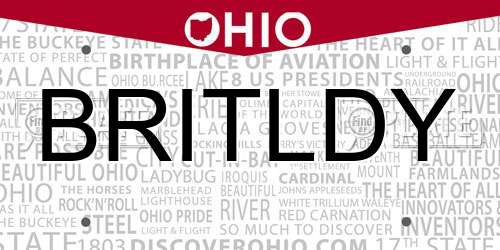 BRITLDY Ohio License Plate