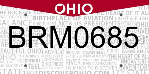 BRM0685 Ohio License Plate