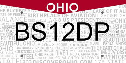 BS12DP Ohio License Plate