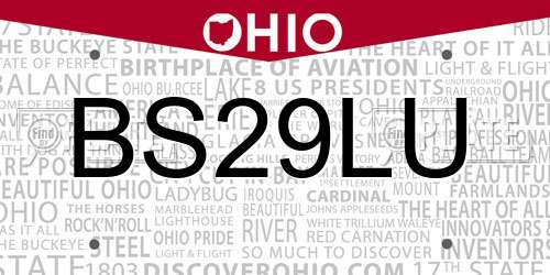 BS29LU Ohio License Plate