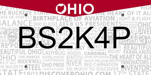 BS2K4P Ohio License Plate