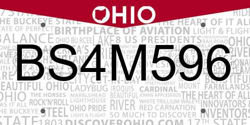 BS4M596 Ohio License Plate