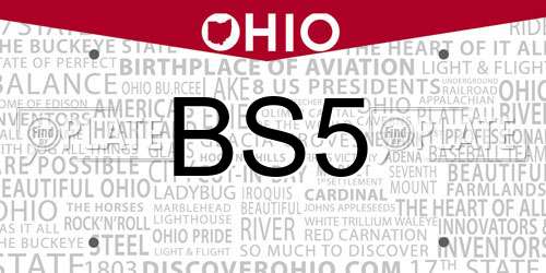 BS5 Ohio License Plate