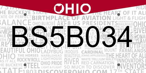 BS5B034 Ohio License Plate