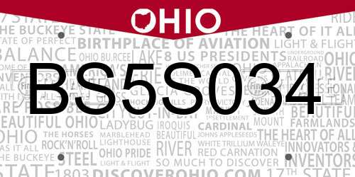 BS5S034 Ohio License Plate