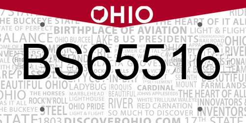 BS65516 Ohio License Plate