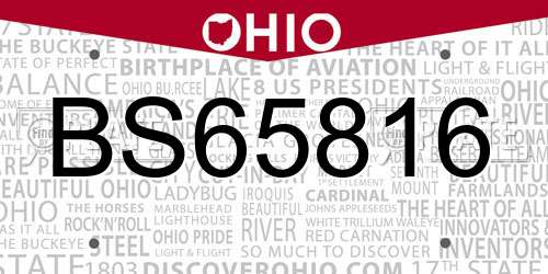 BS65816 Ohio License Plate