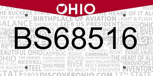 BS68516 Ohio License Plate