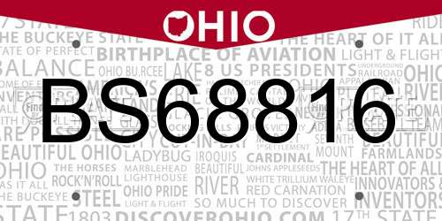 BS68816 Ohio License Plate