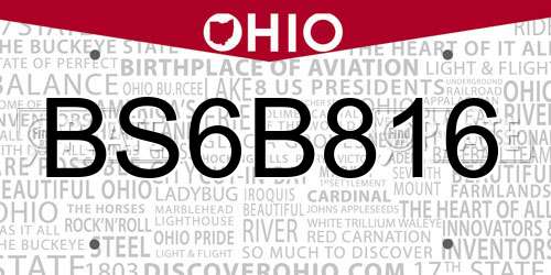 BS6B816 Ohio License Plate