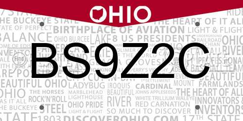 BS9Z2C Ohio License Plate