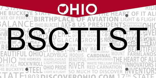 BSCTTST Ohio License Plate