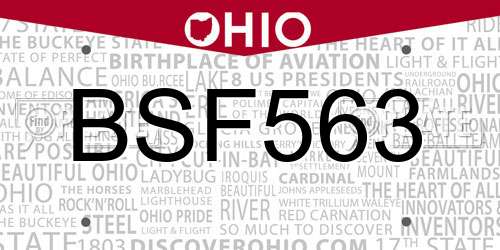 BSF563 Ohio License Plate