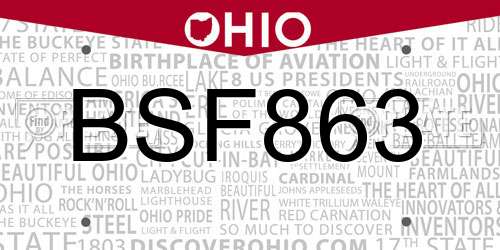 BSF863 Ohio License Plate