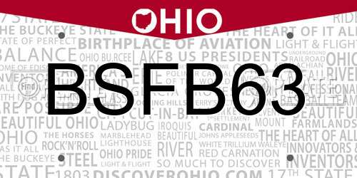 BSFB63 Ohio License Plate