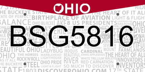 BSG5816 Ohio License Plate