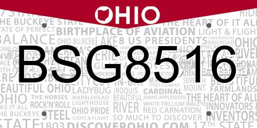 BSG8516 Ohio License Plate
