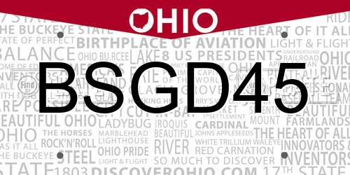 BSGD45 Ohio License Plate