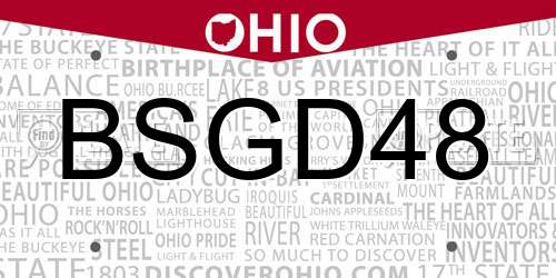 BSGD48 Ohio License Plate
