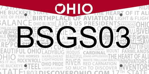 BSGS03 Ohio License Plate