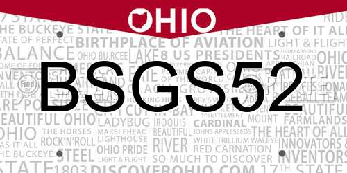 BSGS52 Ohio License Plate