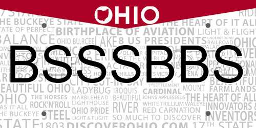 BSSSBBS Ohio License Plate