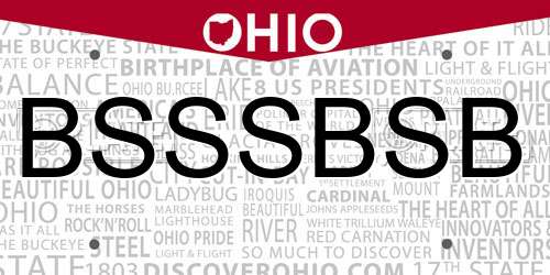 BSSSBSB Ohio License Plate