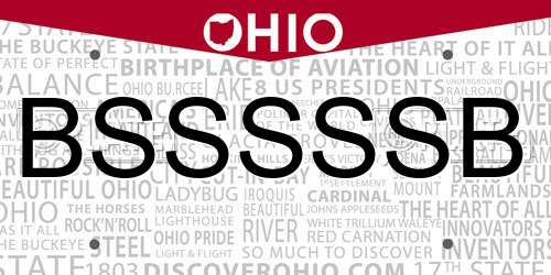 BSSSSSB Ohio License Plate