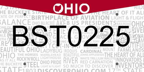 BST0225 Ohio License Plate