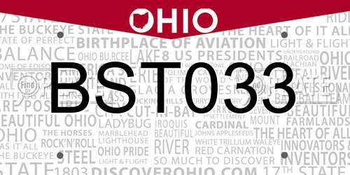 BST033 Ohio License Plate