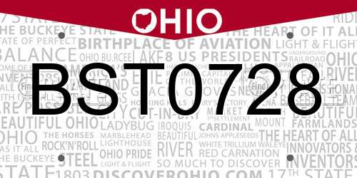 BST0728 Ohio License Plate