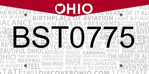 BST0775 Ohio License Plate
