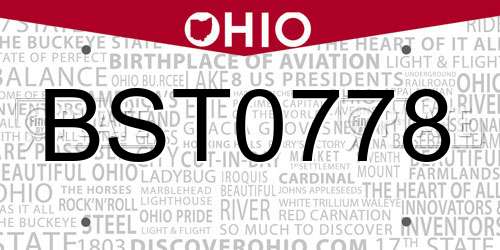 BST0778 Ohio License Plate