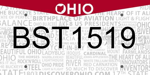BST1519 Ohio License Plate