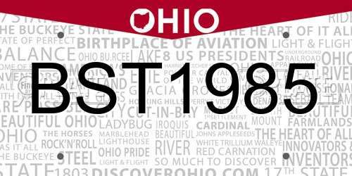 BST1985 Ohio License Plate