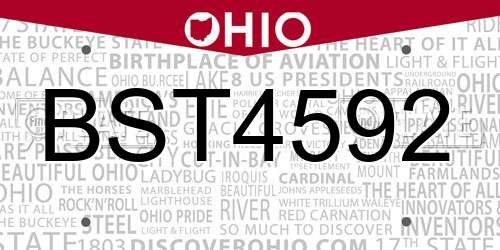 BST4592 Ohio License Plate