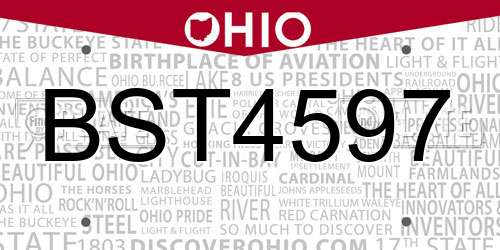 BST4597 Ohio License Plate