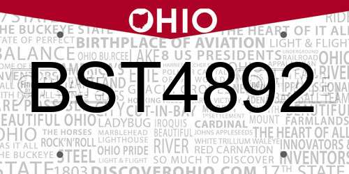 BST4892 Ohio License Plate