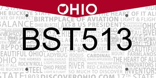 BST513 Ohio License Plate