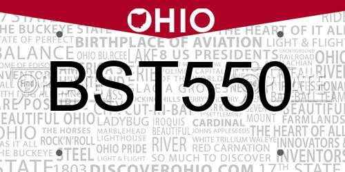 BST550 Ohio License Plate