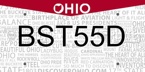BST55D Ohio License Plate