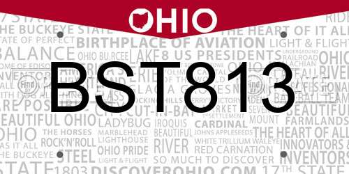 BST813 Ohio License Plate