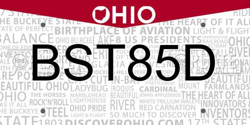 BST85D Ohio License Plate