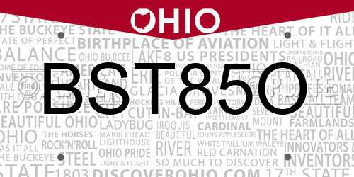BST85O Ohio License Plate
