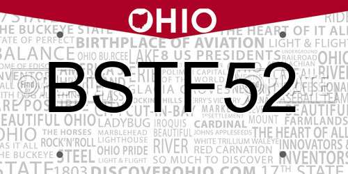 BSTF52 Ohio License Plate